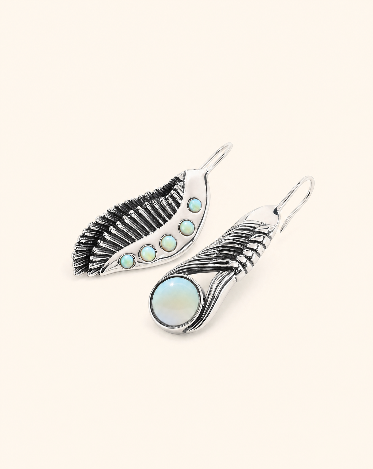 Featherlights & Moonbeams Opalite Earrings — Silver-2