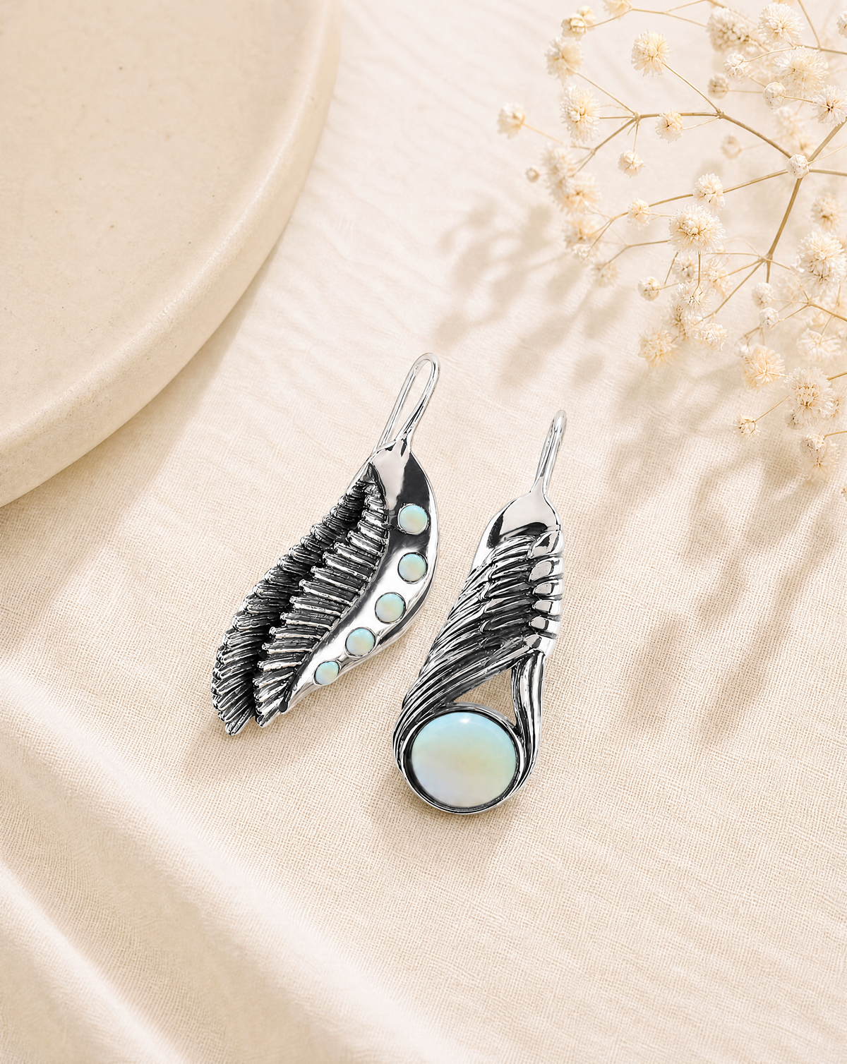 Featherlights & Moonbeams Opalite Earrings — Silver-3
