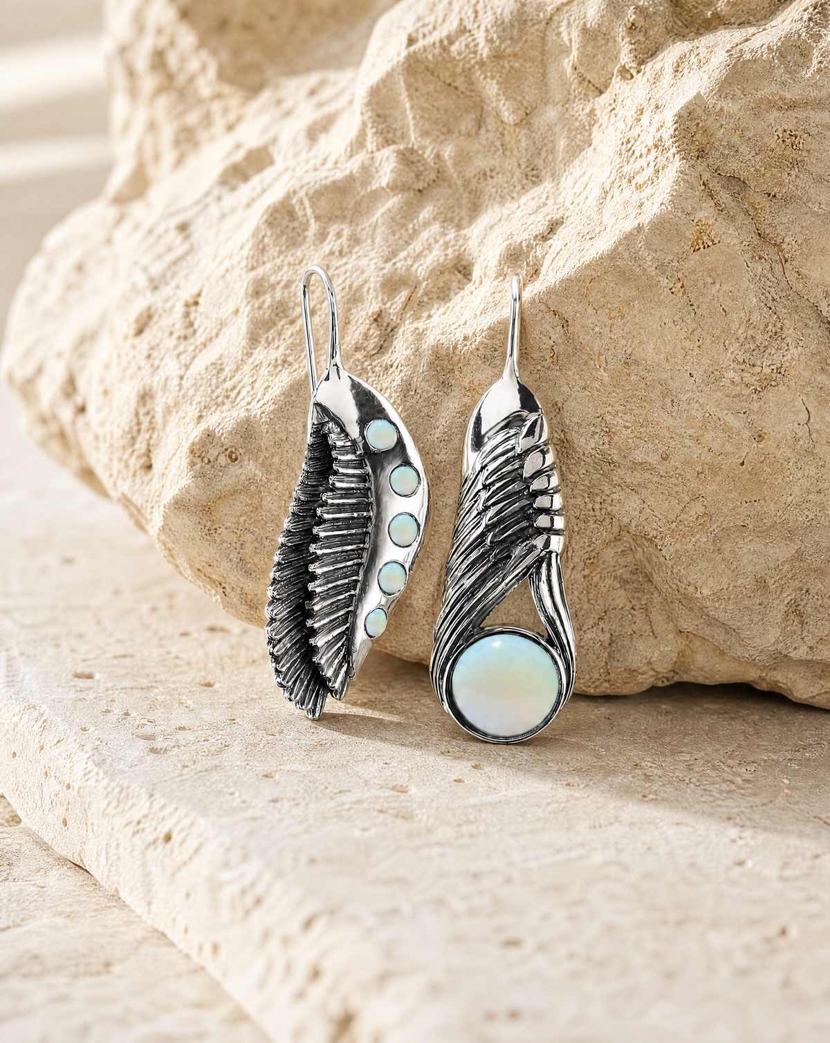 Featherlights & Moonbeams Opalite Earrings — Silver-4