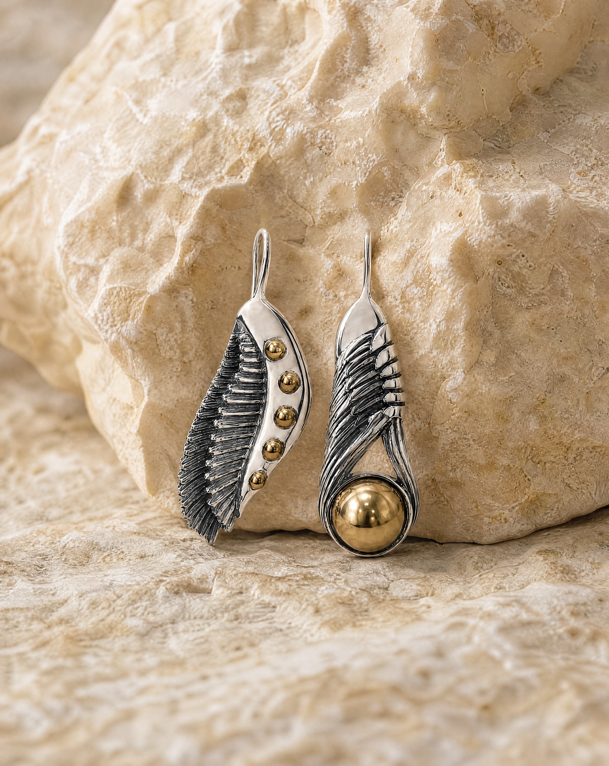 Featherlights & Moonbeams Pyrite Earrings — Silver