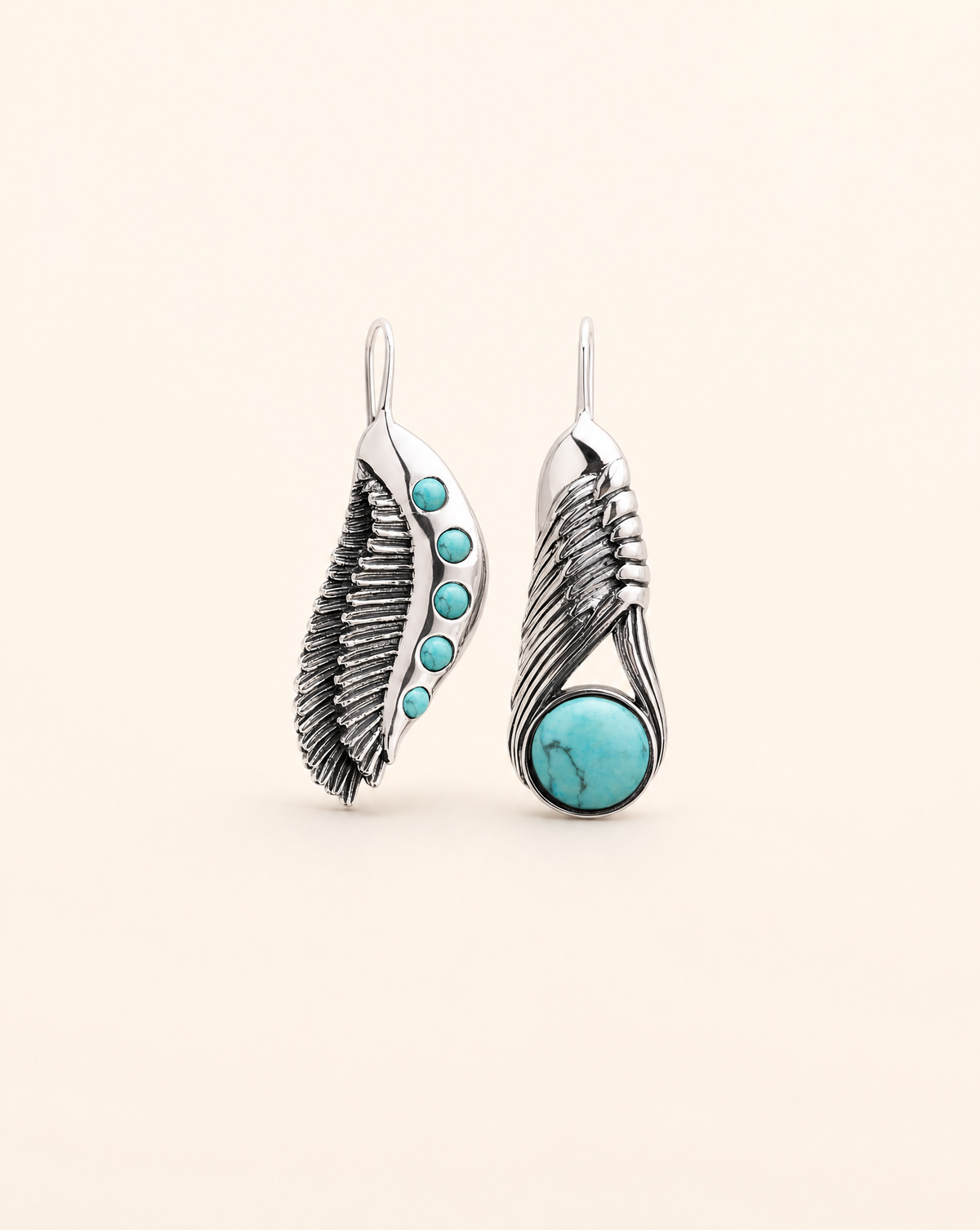 Featherlights & Moonbeams Turquoise Earrings — Silver