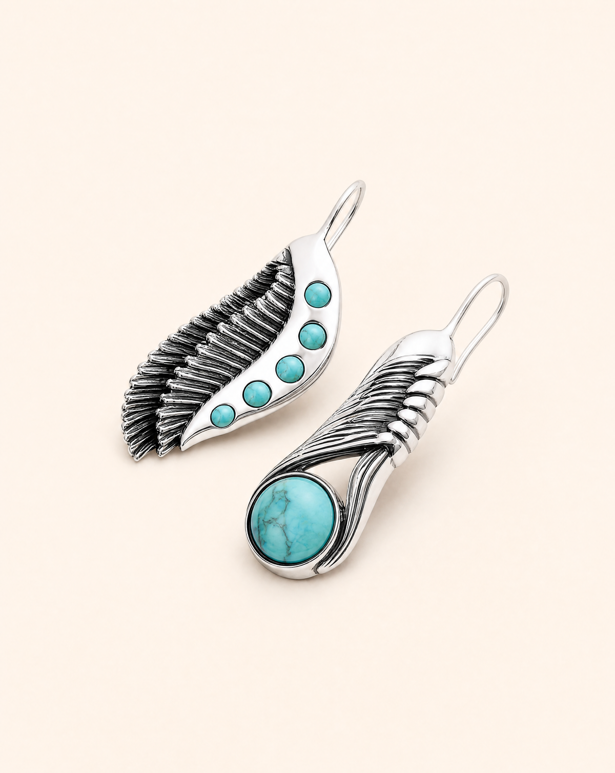 Featherlights & Moonbeams Turquoise Earrings — Silver