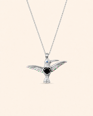 The Hummingbird Black Tourmaline Pendant — Silver