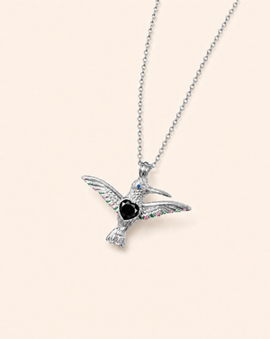 The Hummingbird Black Tourmaline Pendant — Silver