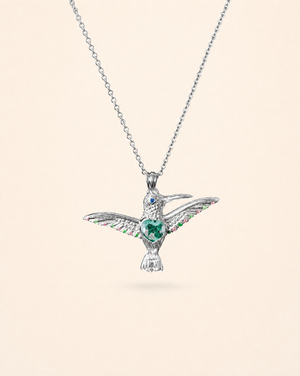 The Hummingbird Chrysocolla Pendant — Silver