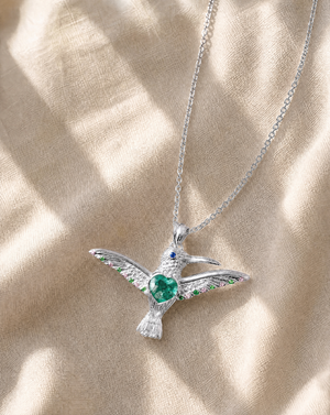 The Hummingbird Chrysocolla Pendant — Silver