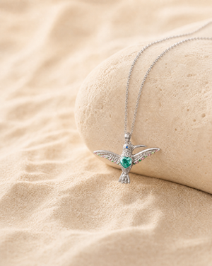 The Hummingbird Chrysocolla Pendant — Silver