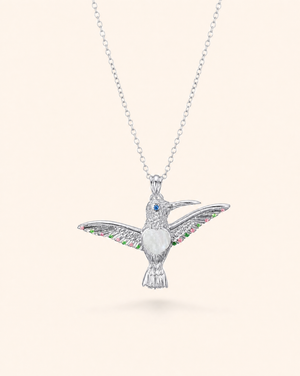 The Hummingbird Clear Quartz Pendant — Silver