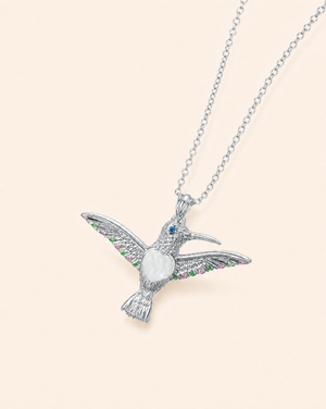 The Hummingbird Clear Quartz Pendant — Silver