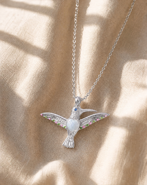 The Hummingbird Clear Quartz Pendant — Silver