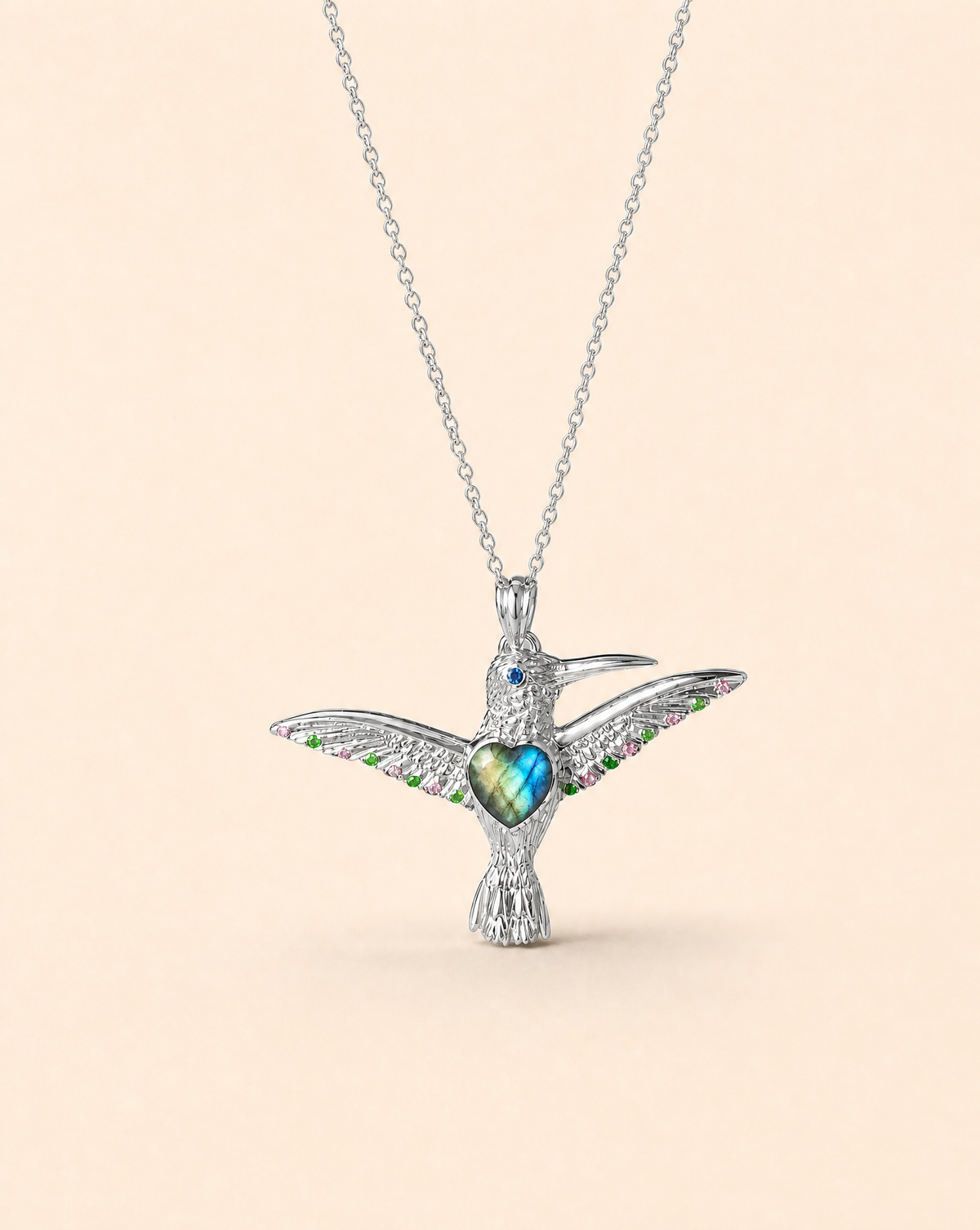 The Hummingbird Labradorite Pendant — Silver