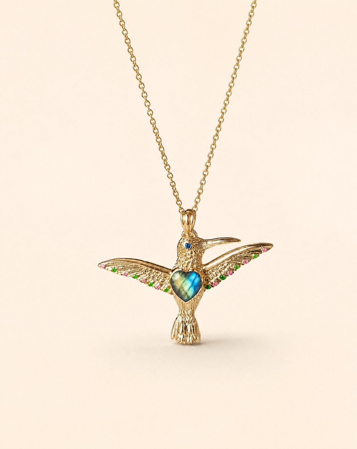 The Hummingbird Labradorite Pendant — Gold