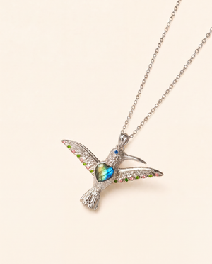 The Hummingbird Labradorite Pendant — Silver