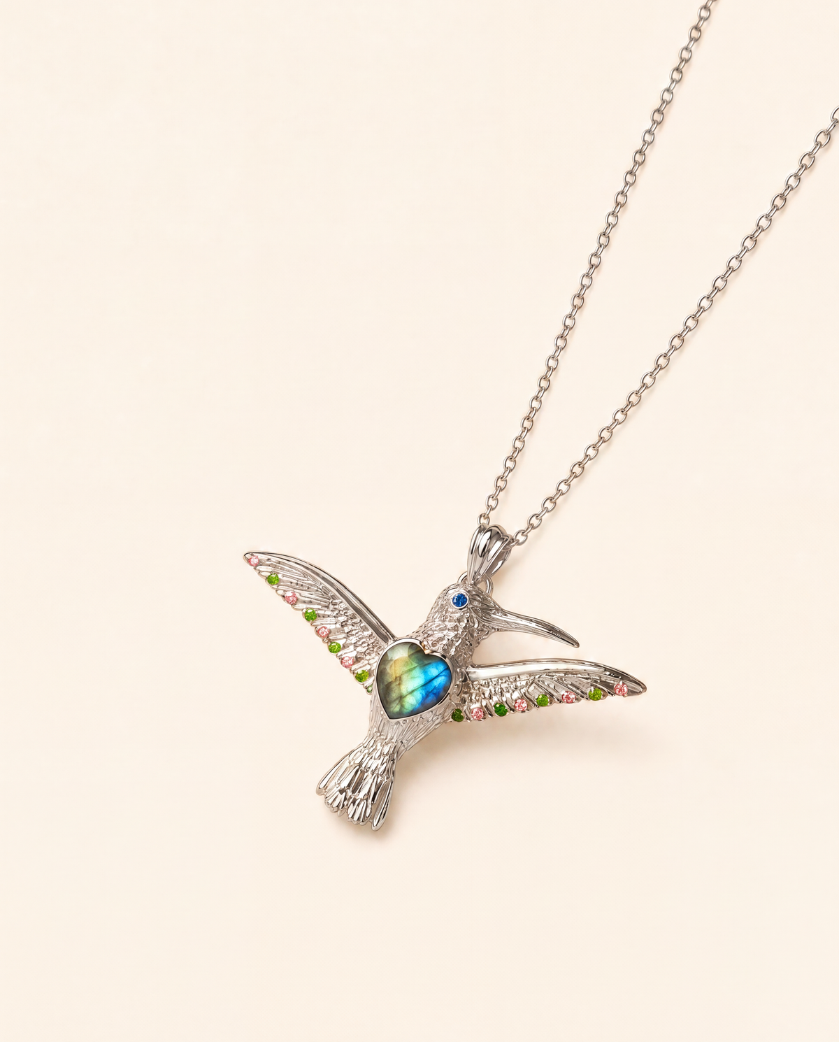 The Hummingbird Labradorite Pendant — Silver-2