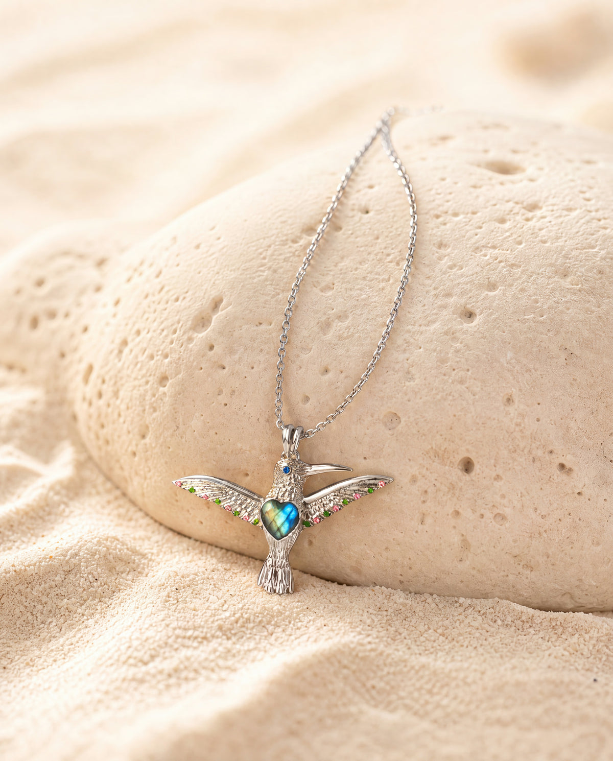 The Hummingbird Labradorite Pendant — Silver-4