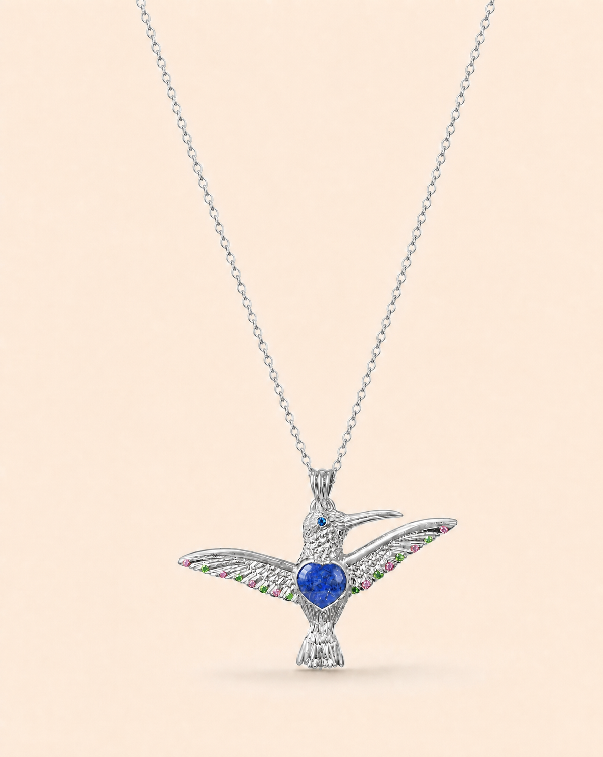 The Hummingbird Lapis Pendant — Silver