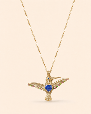 The Hummingbird Lapis Pendant — Gold