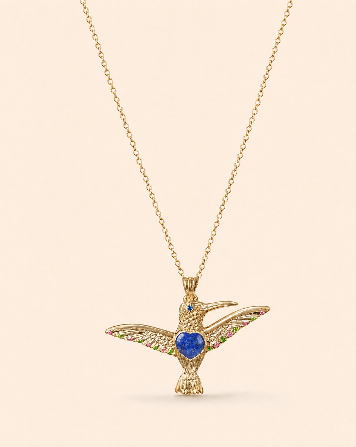 The Hummingbird Lapis Pendant — Gold