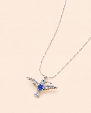 The Hummingbird Lapis Pendant — Silver