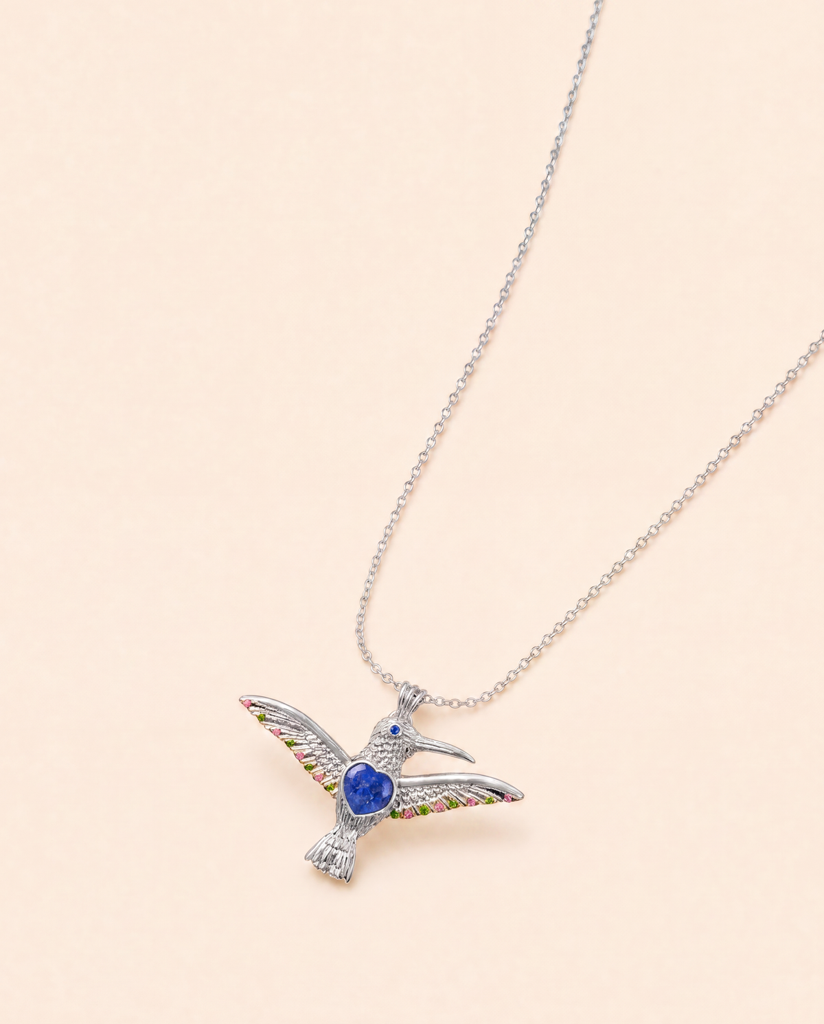 The Hummingbird Lapis Pendant — Silver-2