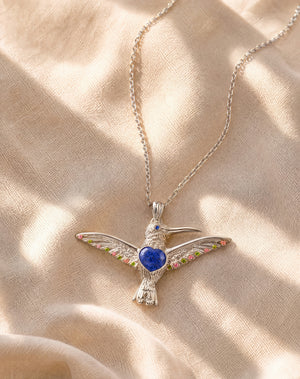The Hummingbird Lapis Pendant — Silver
