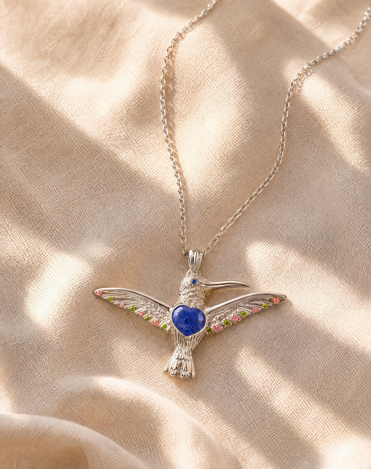 The Hummingbird Lapis Pendant — Silver-4