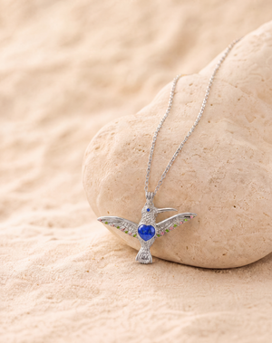 The Hummingbird Lapis Pendant — Silver