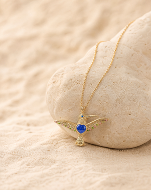 The Hummingbird Lapis Pendant — Gold