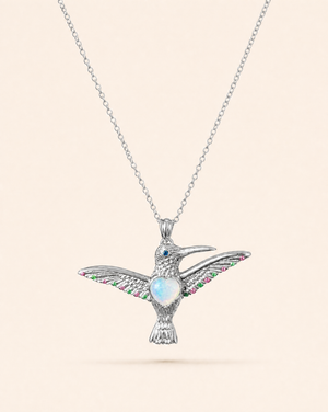 The Hummingbird Opalite Pendant — Silver
