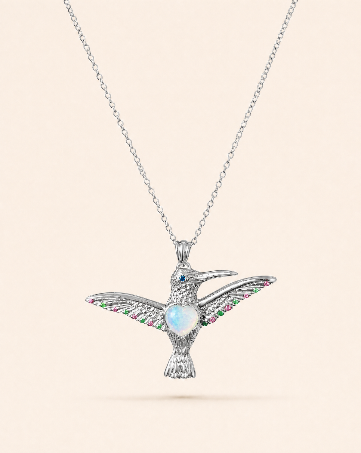 The Hummingbird Opalite Pendant — Silver