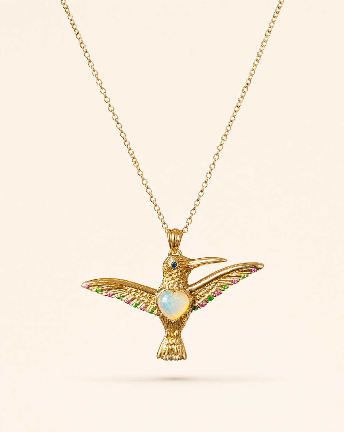 The Hummingbird Opalite Pendant — Gold-1