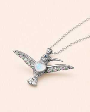 The Hummingbird Opalite Pendant — Silver