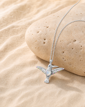 The Hummingbird Opalite Pendant — Silver