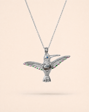 The Hummingbird Pyrite Pendant — Silver