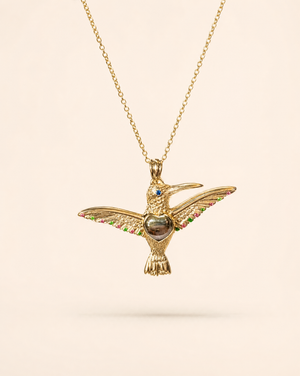 The Hummingbird Pyrite Pendant — Gold