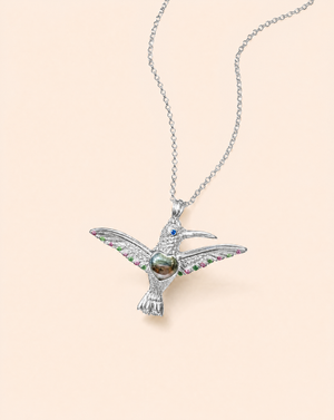 The Hummingbird Pyrite Pendant — Silver