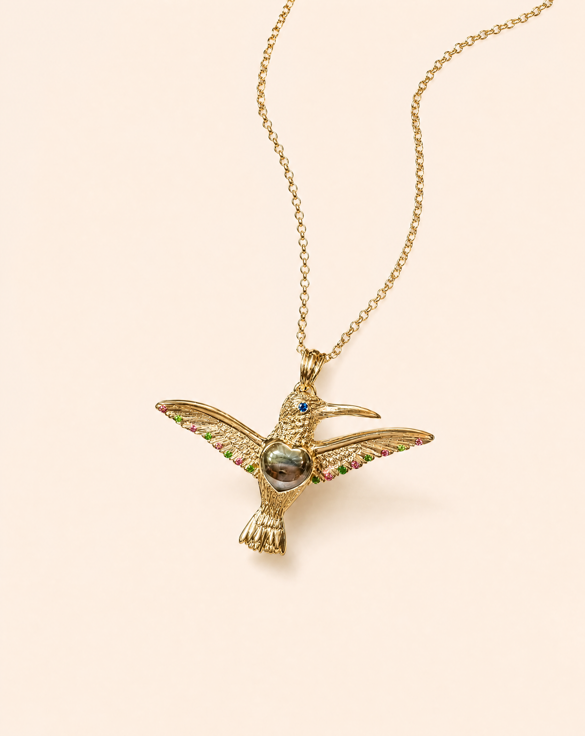 The Hummingbird Pyrite Pendant — Gold-2
