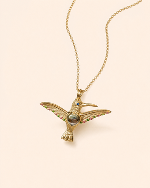 The Hummingbird Pyrite Pendant — Gold