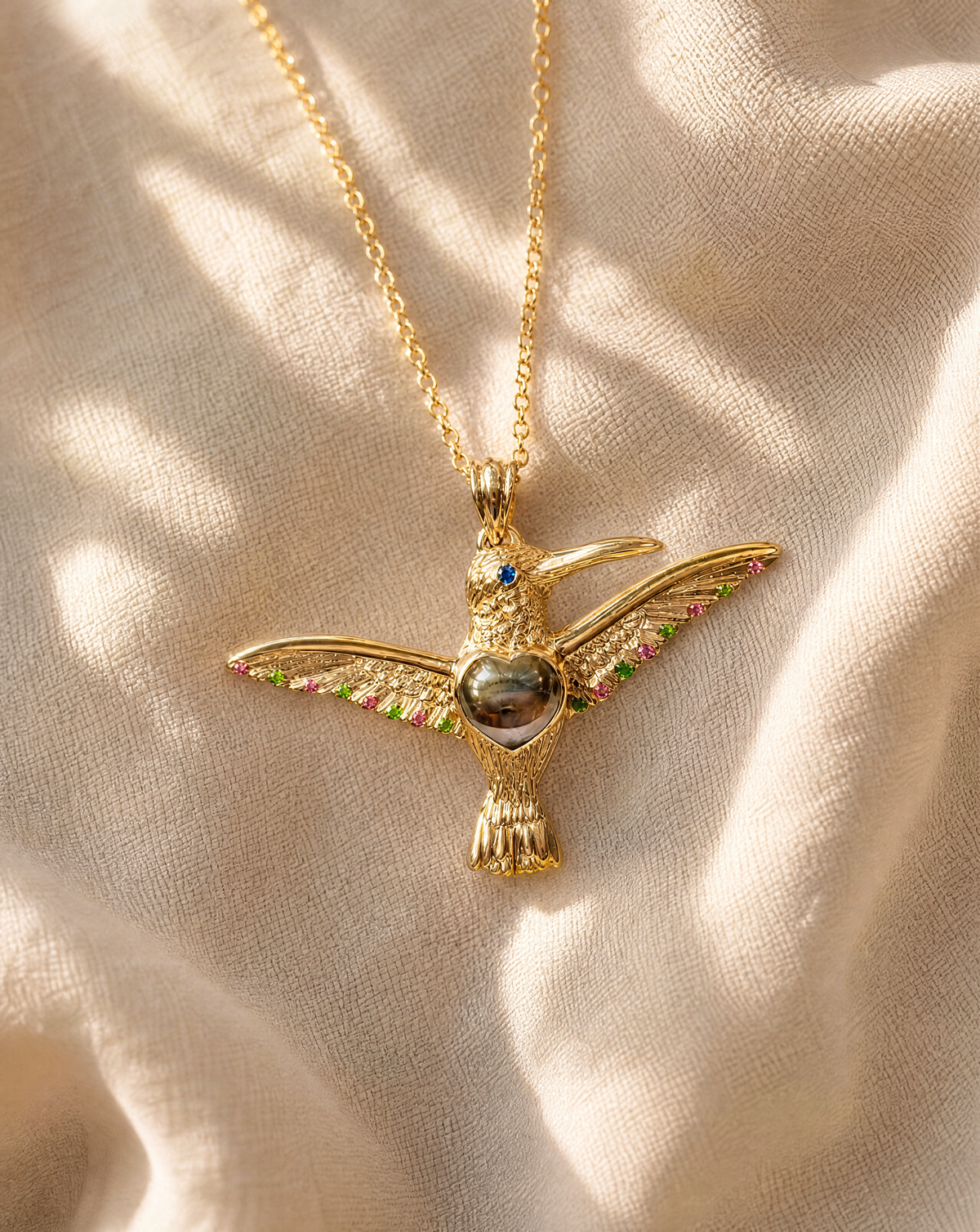 The Hummingbird Pyrite Pendant — Gold-3
