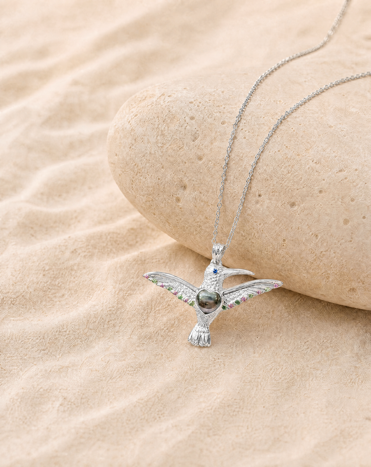 The Hummingbird Pyrite Pendant — Silver-4
