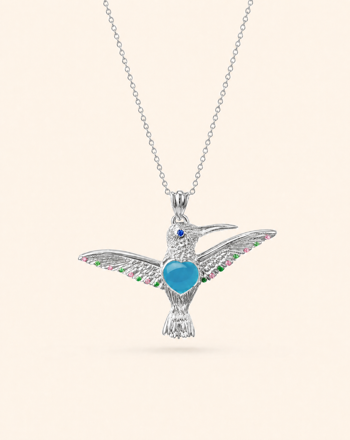 The Hummingbird Turquoise Pendant — Silver