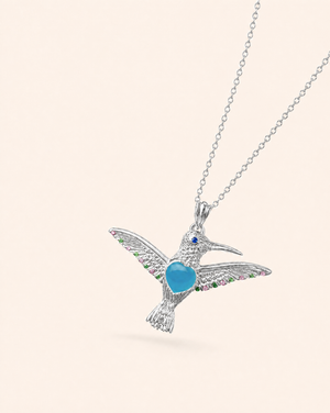 The Hummingbird Turquoise Pendant — Silver