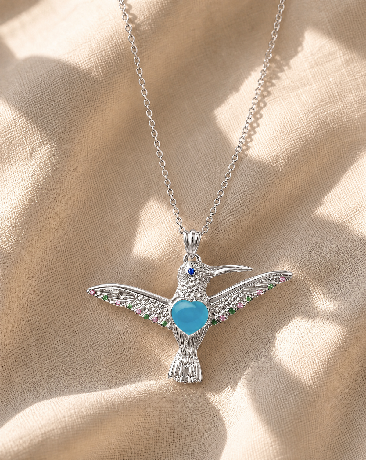 The Hummingbird Turquoise Pendant — Silver-3