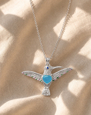 The Hummingbird Turquoise Pendant — Silver