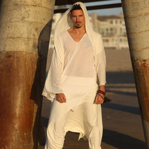 Ivory Sage | Open Hooded Kimono