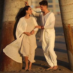 Ivory Sage | Open Hooded Kimono