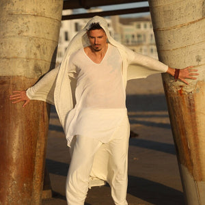 Ivory Sage | Open Hooded Kimono