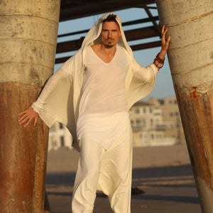 Ivory Sage | Open Hooded Kimono