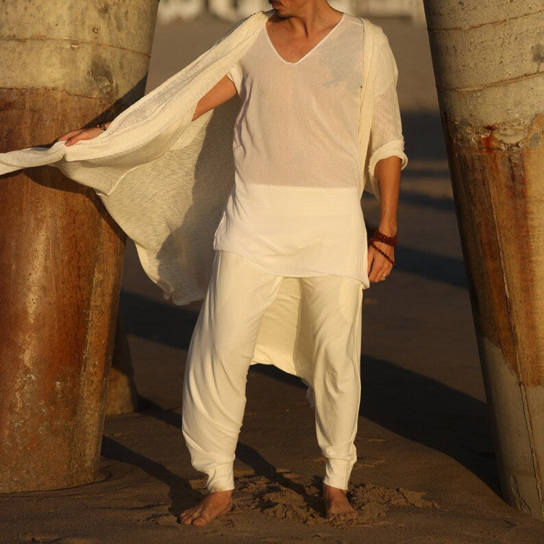 Ivory Sage | Open Hooded Kimono