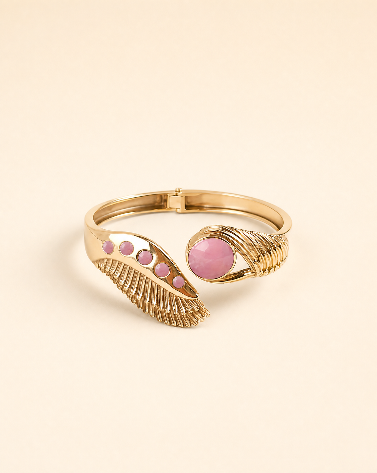 Majestic Winged Rose Quartz Bracelet — Gold